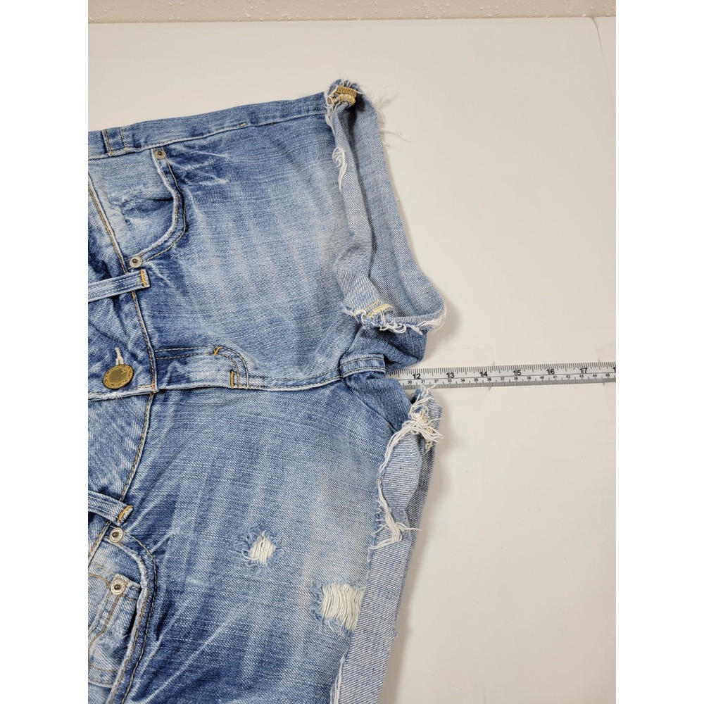 Y2K American Eagle Denim Short Women 4 Blue Excellent Distressed Low Rise Cuffed - Picture 4 of 9